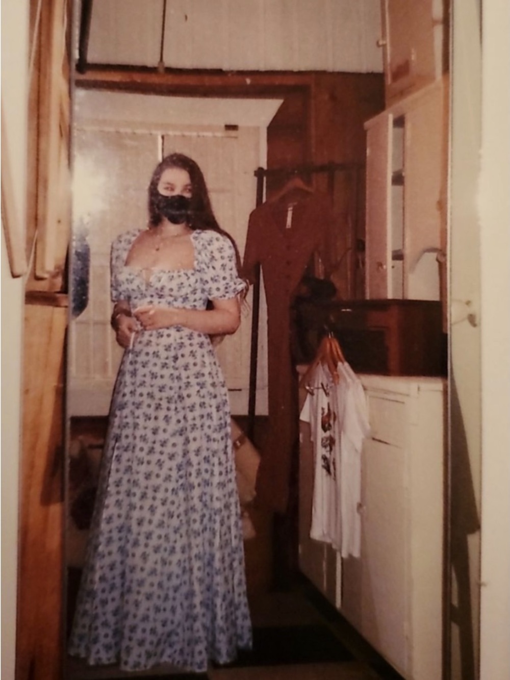 Milkmaid blue floral maxi dress